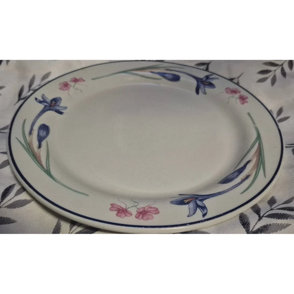Forever Spring Replacement Dinner Plate Blue Iris Pink Floral 10.5 In